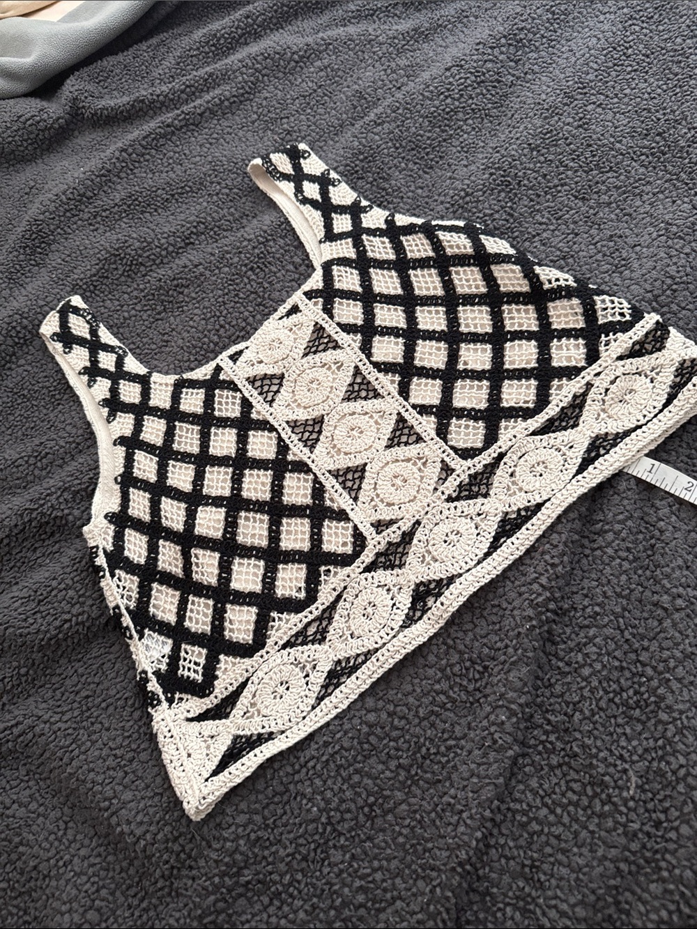 Z Supply Black and Cream Crochet Square-Neck Tank - Picture 4 of 6